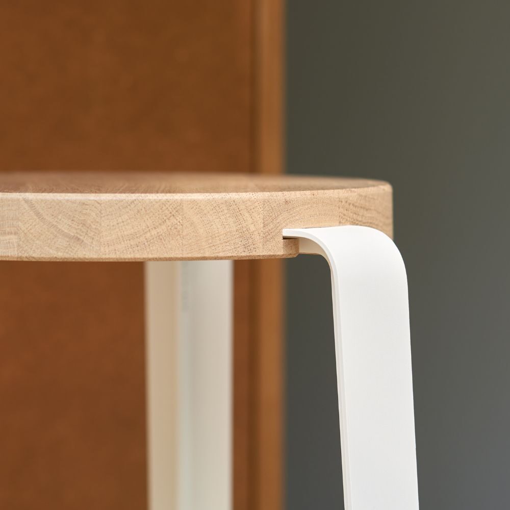 Tabouret LOU chêne - Blanc Nuage